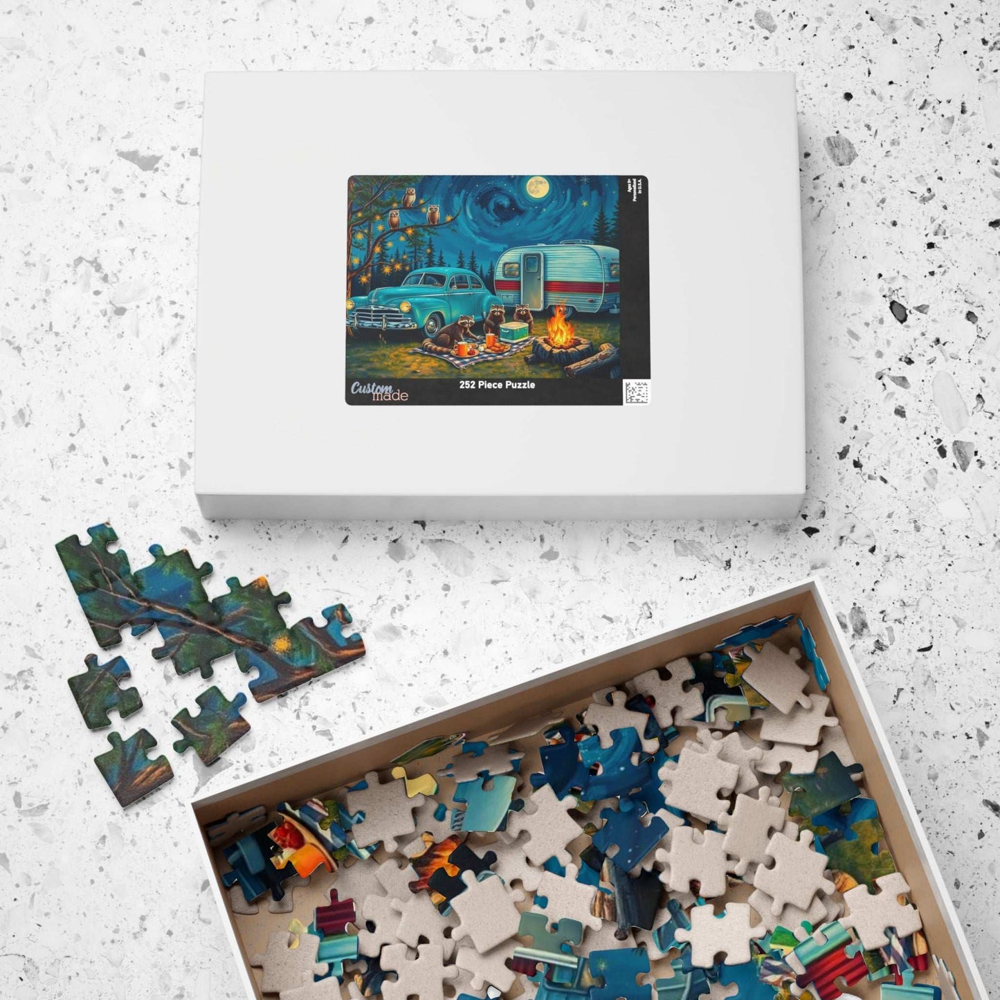 Cozy Camping Jigsaw Puzzle with Raccoons and Owls, Solo Fun or Family Game, Nature Vibes, Holiday Birthday Gift for Friends, 110-1014-piece Puzzle The Puzzle Chest