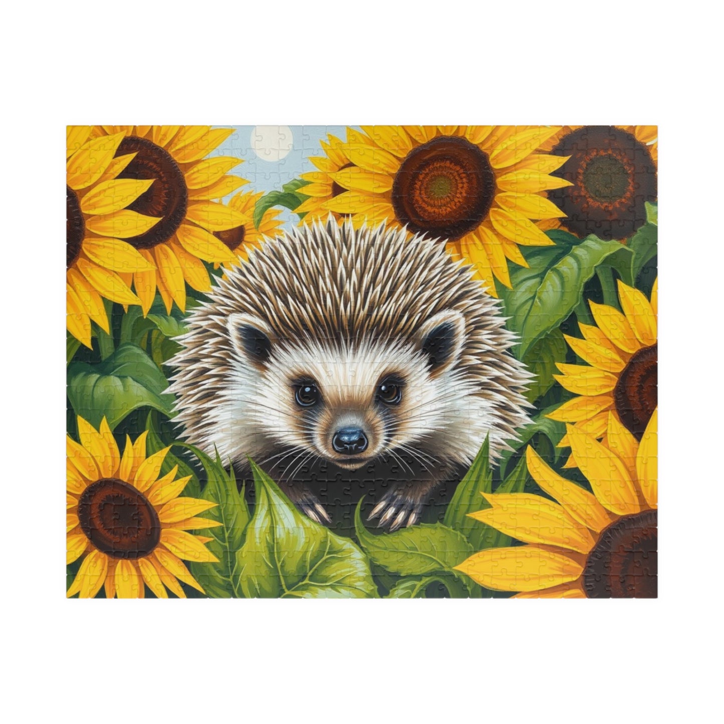 Hedgehog in Sunflowers Jigsaw Puzzle - Nature Lovers Gift, Family Activity, Mindfulness Hobby, Home Entertainment, Fun Challenge 520 pcs (Horizontal) Puzzle The Puzzle Chest