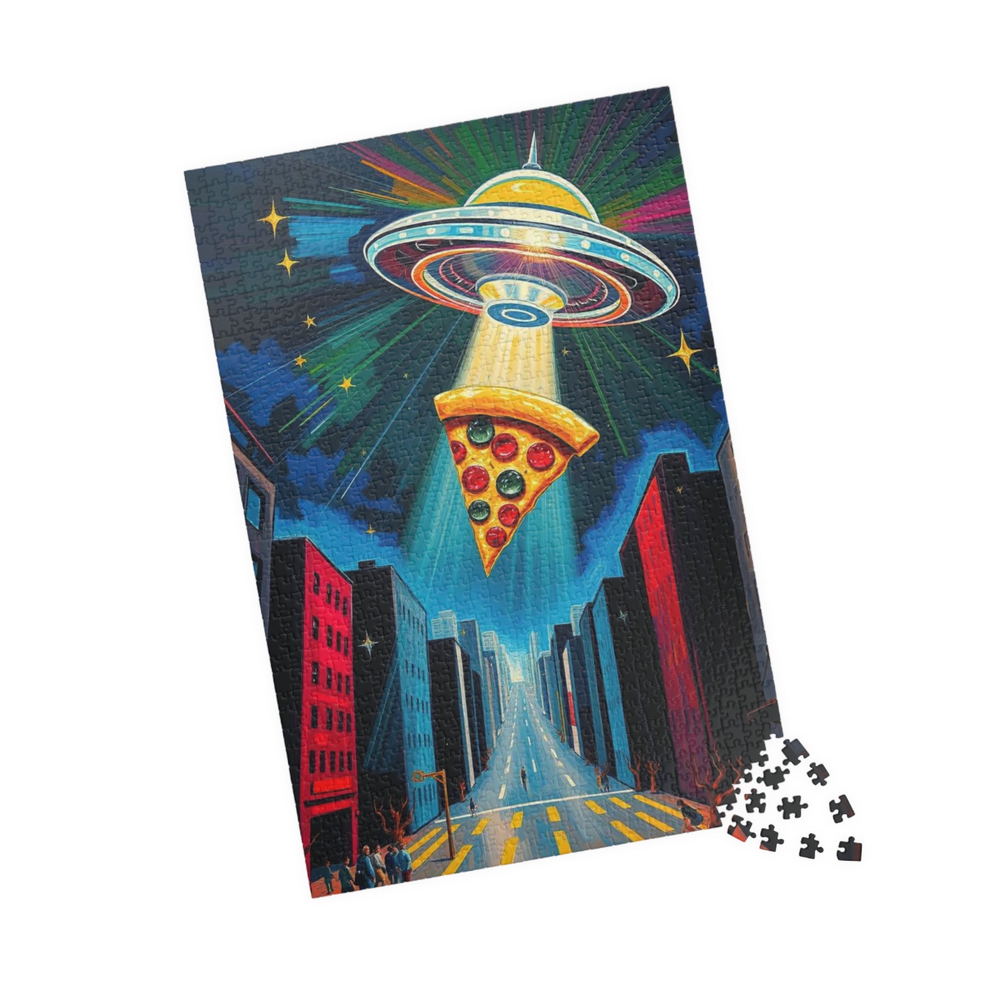 Cosmic Pizza Puzzle - Pop Art Jigsaw Game | Fun UFO Design | Unique Gift for Pizza Lovers | Family Game Night Puzzle | Mindful Brain Teaser Puzzle The Puzzle Chest