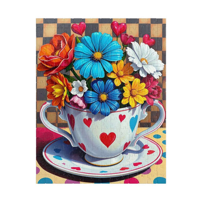 Floral Teacup Puzzle | Pop Art Jigsaw Game of Colorful Flowers | Gift for Flower Lovers, Friends, Family, Home Entertainment, Brain Teaser 252 pcs (Vertical) Puzzle The Puzzle Chest