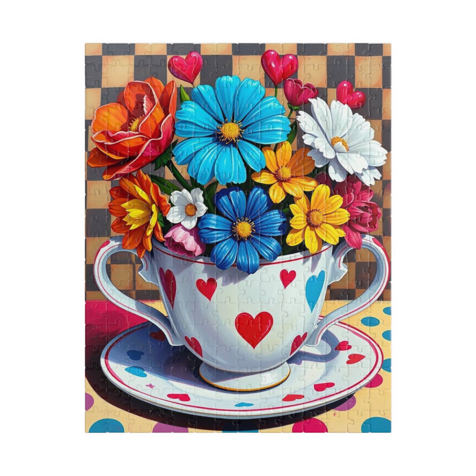 Floral Teacup Puzzle | Pop Art Jigsaw Game of Colorful Flowers | Gift for Flower Lovers, Friends, Family, Home Entertainment, Brain Teaser 252 pcs (Vertical) Puzzle The Puzzle Chest
