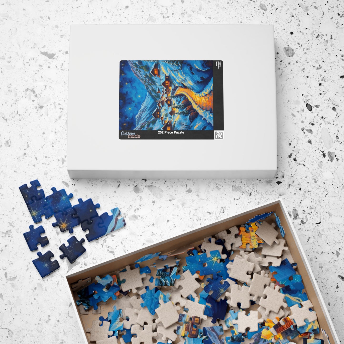 Cozy Winter Nights Puzzle, Snowy Village Artwork, 110-1014 Piece Jigsaw for Family Fun, Christmas Gift, Holiday Décor, Winter Activity The Puzzle Chest