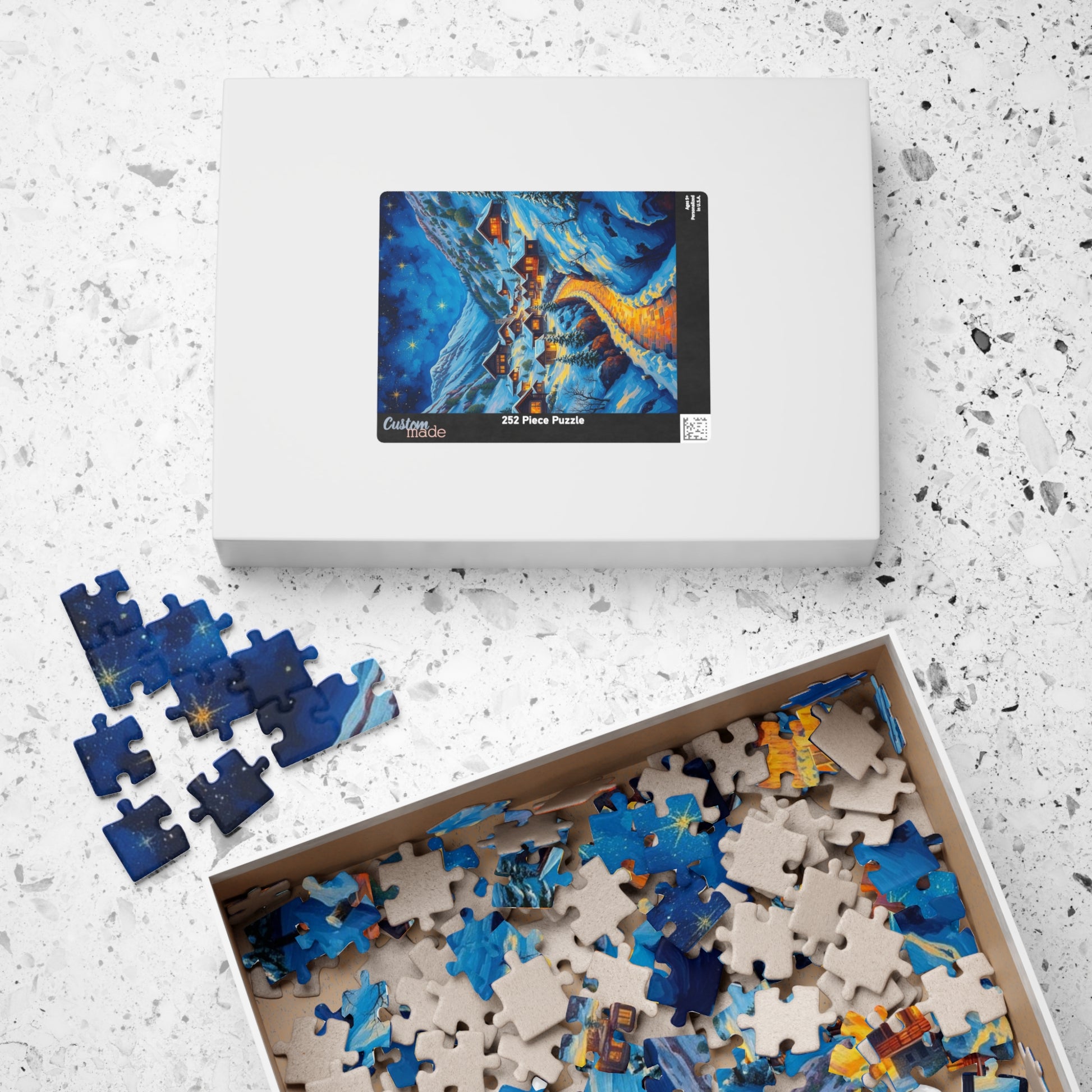 Cozy Winter Nights Puzzle, Snowy Village Artwork, 110-1014 Piece Jigsaw for Family Fun, Christmas Gift, Holiday Décor, Winter Activity The Puzzle Chest