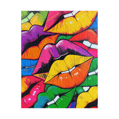 Colorful Lips Collage Puzzle, Electric Vivid Colors, Bold Artwork, Chaotic Design, Lip Art Jigsaw, Mind Games, Artistic Challenge, Vibrant 252 pcs (Vertical) Puzzle The Puzzle Chest