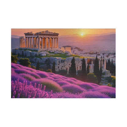 Ancient Acropolis Jigsaw Puzzle - Athens Overlooking Lavender Fields, 110 252 520 1014 Piece, Creative Activity for Adults 1014 pcs (Horizontal) Puzzle The Puzzle Chest