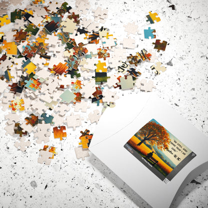 Faith and Stillness Jigsaw Puzzle – Serene Fall Landscape with Wheat Field and Bench, Bible Verse Psalm 46:10, Inspirational Gift for Friends Puzzle The Puzzle Chest