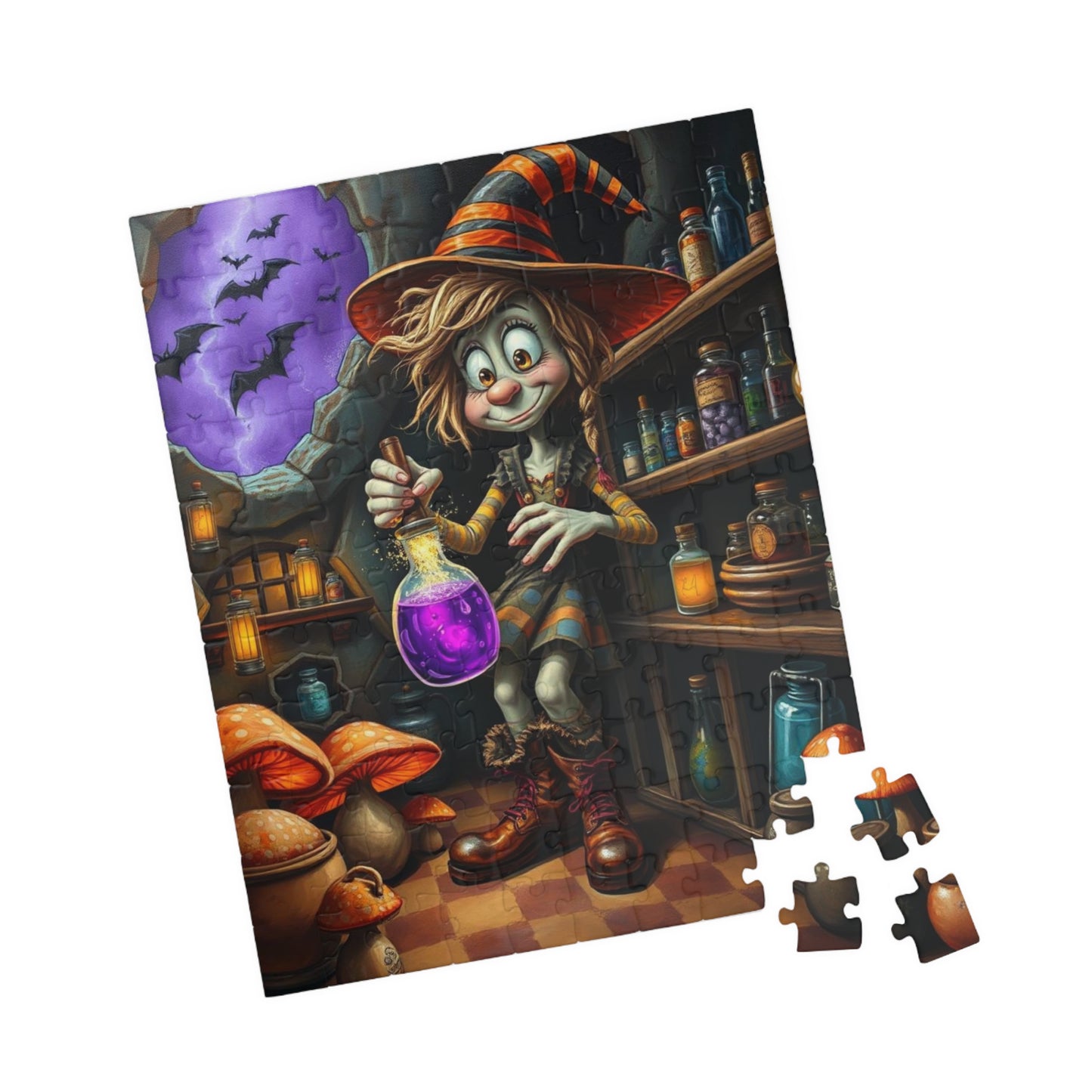Witchy Potion Jigsaw Puzzle, Halloween Gift for Puzzle Lover, Indoor Adult Mindful Activity, Family or Solo Fun, Seasonal Home Decor