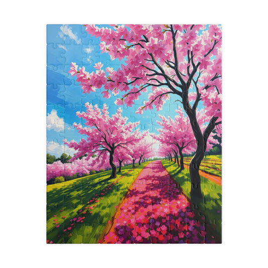 Cherry Blossom Landscape Puzzle, Beautiful 110-1014 Piece Jigsaw Puzzle, Perfect for Family Game Night, Birthday Gift Idea, Spring Decor 110 pcs (Vertical) Puzzle The Puzzle Chest