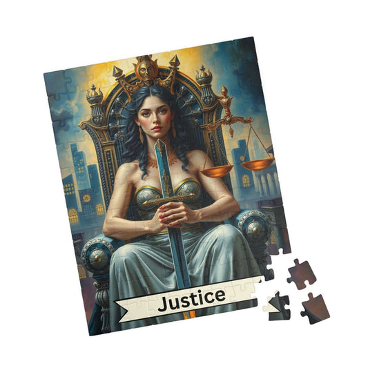 Queen of Justice Jigsaw Puzzle - Tarot Card Style, Perfect for Game Night, Gift for Puzzle Lovers, Unique Home Decor, and Mind Challenges 110 pcs (Vertical) Puzzle The Puzzle Chest