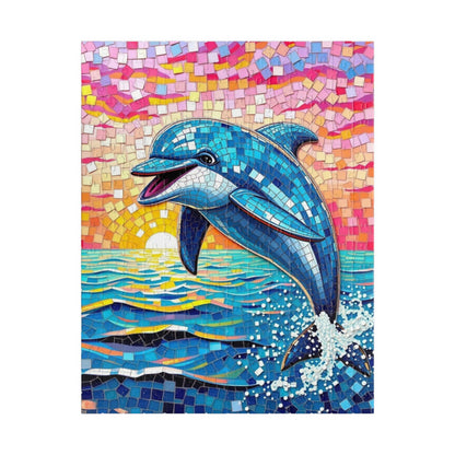 Iridescent Dolphin Mosaic Puzzle, Colorful Artistic Ocean Sunset Jigsaw Game for Adults, Ideal Gift for Sea Animal and Ocean Lover 252 pcs (Vertical) Puzzle The Puzzle Chest