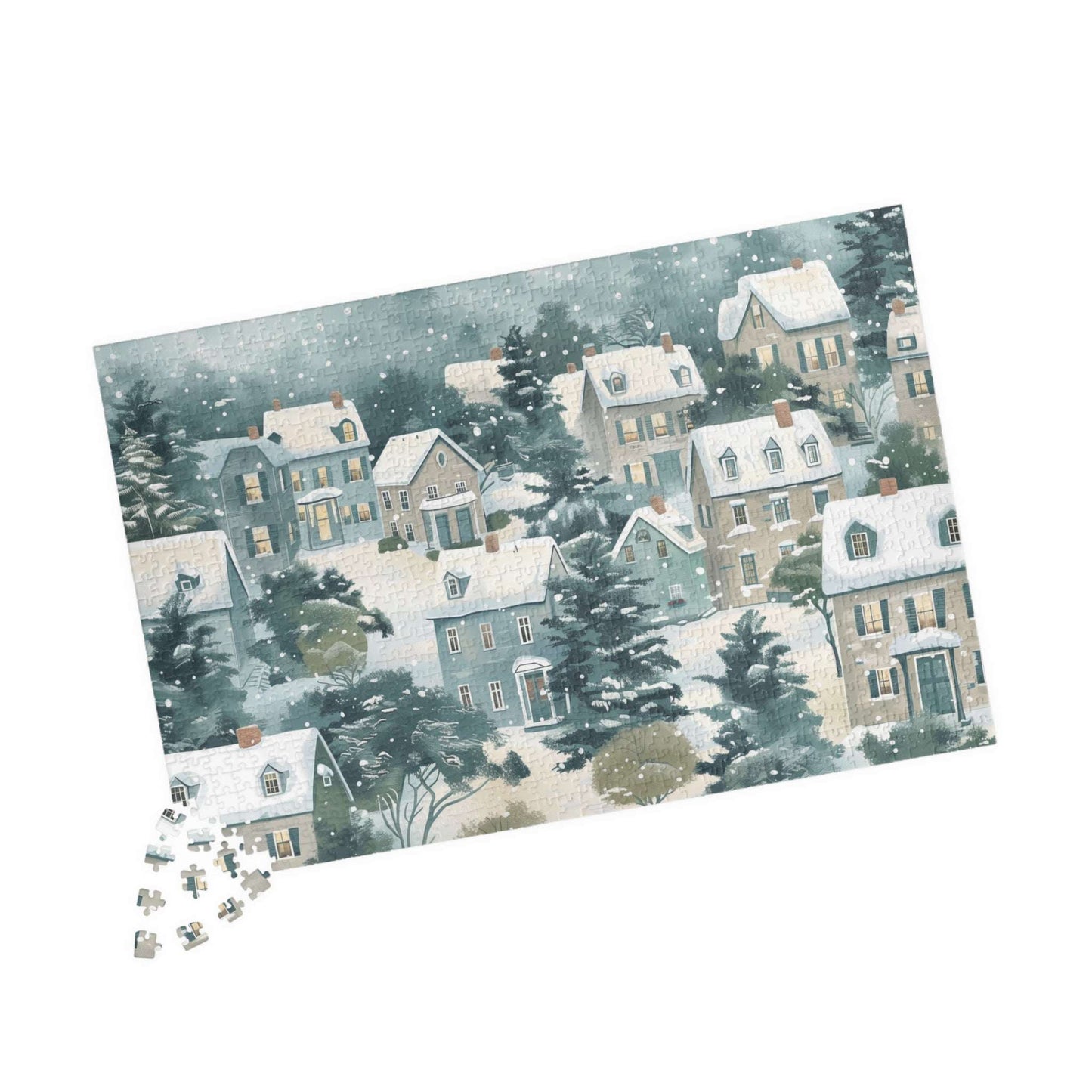 Snowy Village Winter Scene Jigsaw Puzzle
