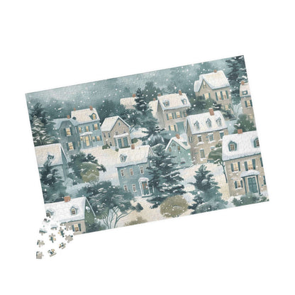 Snowy Village Winter Scene Jigsaw Puzzle