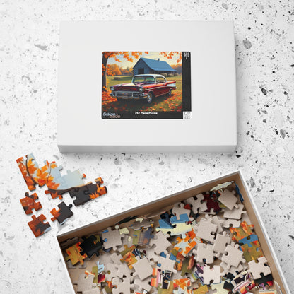 Autumn Vintage Car Puzzle, Nostalgic 1957 Chevy Bel Air Jigsaw Game, Gift for Friend Retro Car Enthusiast, Mindfulness Activity Brain Teaser Puzzle The Puzzle Chest