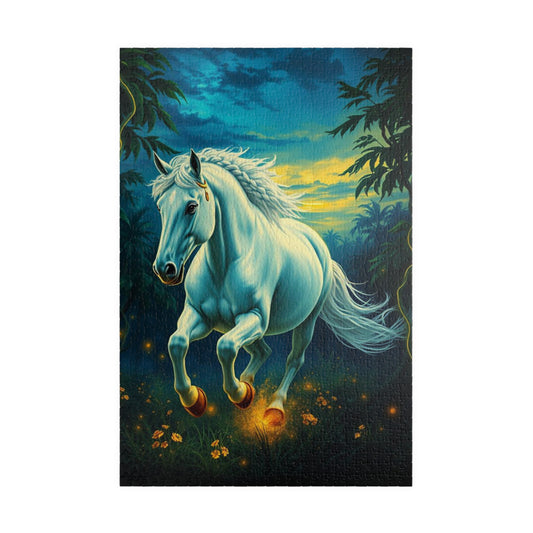 White Horse Jigsaw Puzzle, Equestrian Birthday Holiday Gift for Horse Lover, Family Game Night, Solo Fun, Relaxing Hobby, Mindful Activity 1014 pcs (Vertical) Puzzle The Puzzle Chest