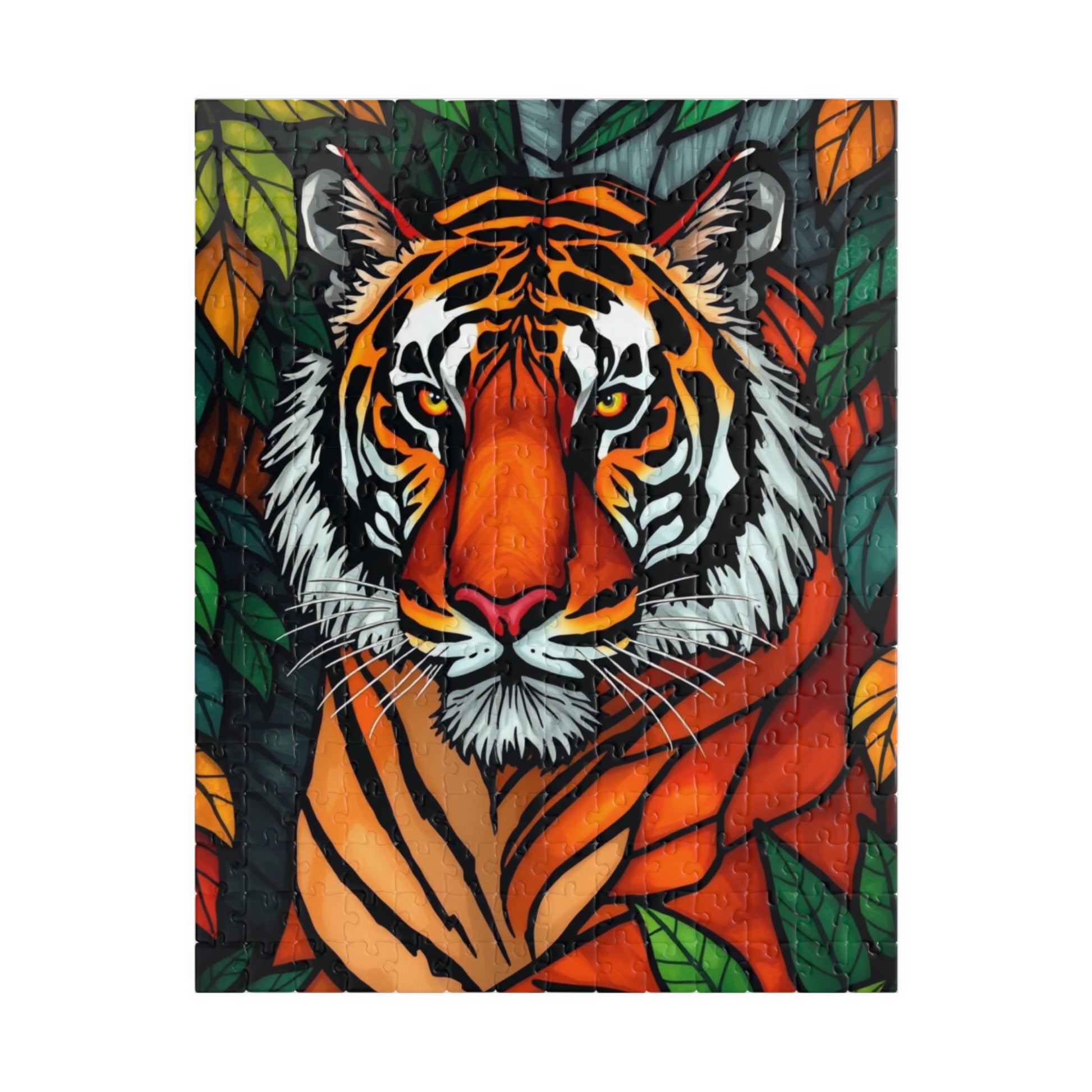 Tiger Art Puzzle - Colorful Wildlife Jigsaw for Nature and Animal Lovers, Gift for Friends and Family, Fun Indoor Activity 252 pcs (Vertical) Puzzle The Puzzle Chest