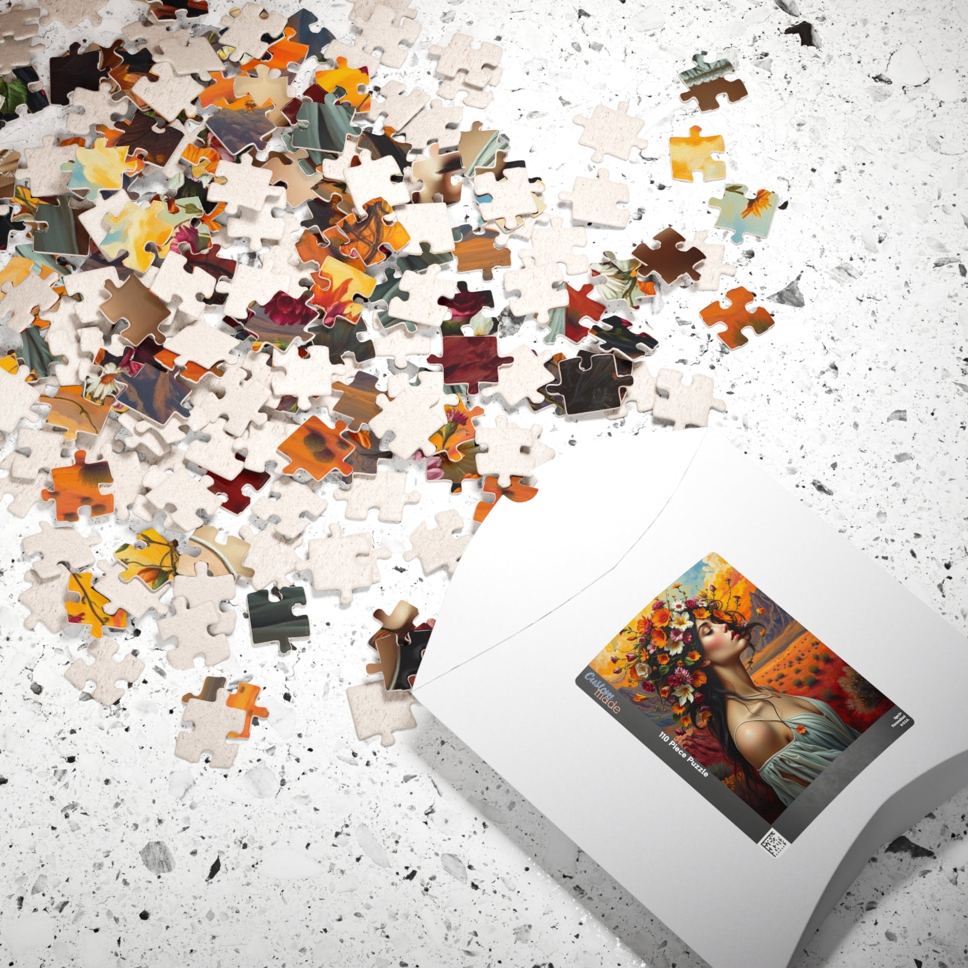 Surreal Mexican Desert Art Puzzle, Floral and Vine Woman Portrait Design 110-1014 Pieces Jigsaw, Frida Kahlo Inspired, Gift for Art Lover Puzzle The Puzzle Chest
