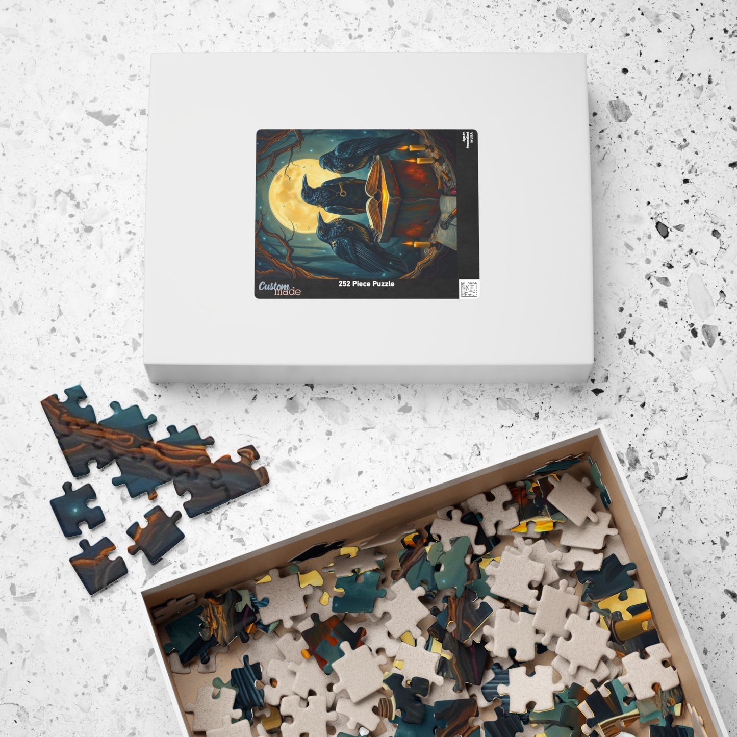 Ravens Court Jigsaw Puzzle for Adult Gothic Art Puzzle Lover, Mystical Dark Fantasy Game, Halloween Gift for Friend, Mindful Brain Teaser