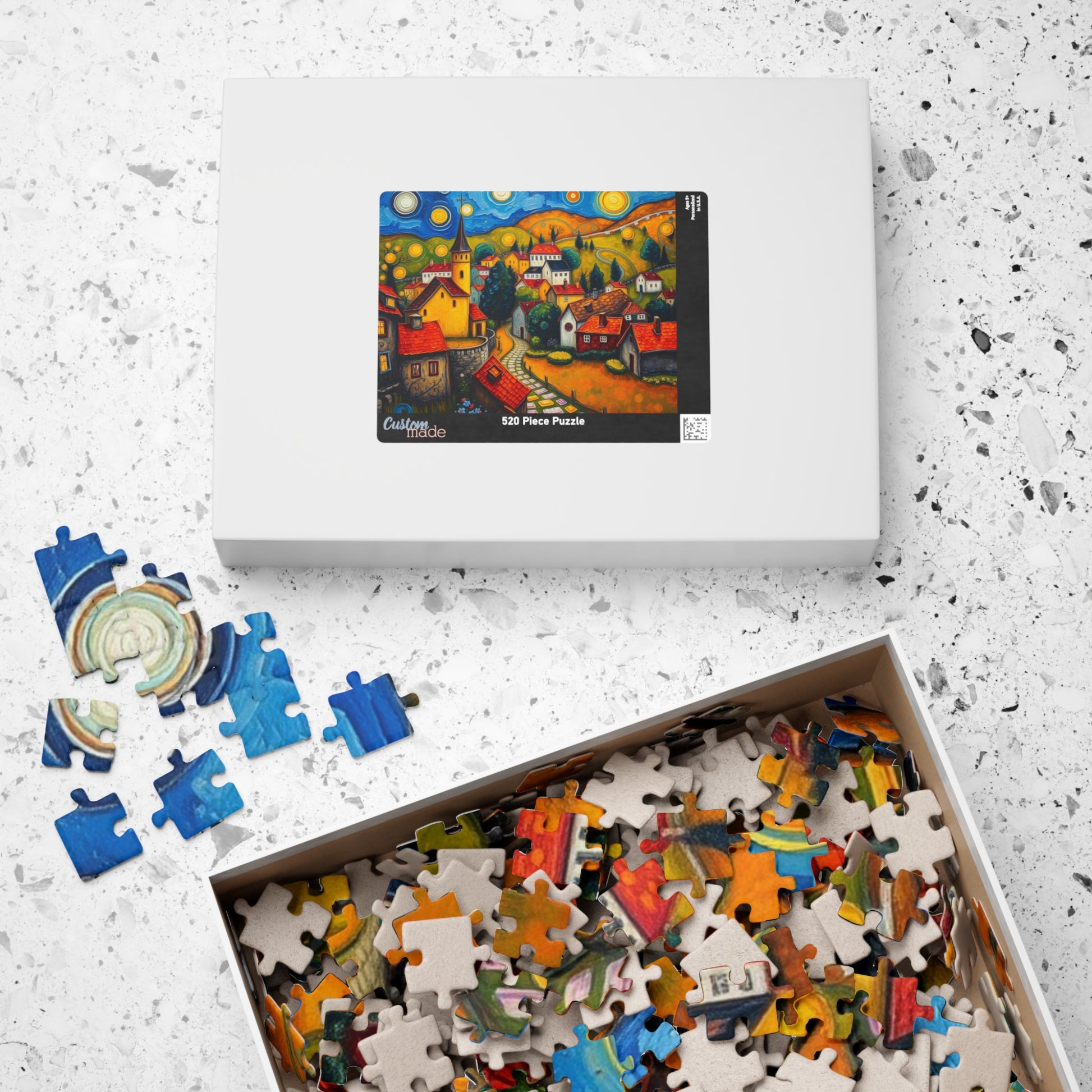 Scenic Village Landscape Jigsaw Puzzle, Holiday or Birthday Gift, Mindful Family Fun Brain Teaser The Puzzle Chest