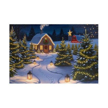Christmas Tree Farm Puzzle, Cozy Winter Snowy Cabin Landscape Jigsaw Game, Family Game Night, Festive Decor, 110-1014 Pieces, Mindful Gift 1014 pcs (Horizontal) Puzzle The Puzzle Chest