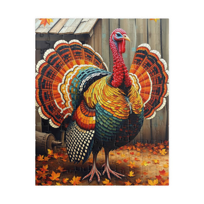 Fall Turkey Mosaic Puzzle, Autumn Bird with Rustic Farm Setting Background Jigsaw Game, Family Bonding Activity, Ideal Gift for Animal Lover 110 pcs (Vertical) Puzzle The Puzzle Chest