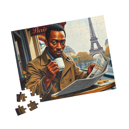 Parisian Café Puzzle - Black Man Reading a Newspaper | Relaxing Jigsaw Game, Puzzle Lover Gift for Friends, Home Entertainment, Family Fun Puzzle The Puzzle Chest