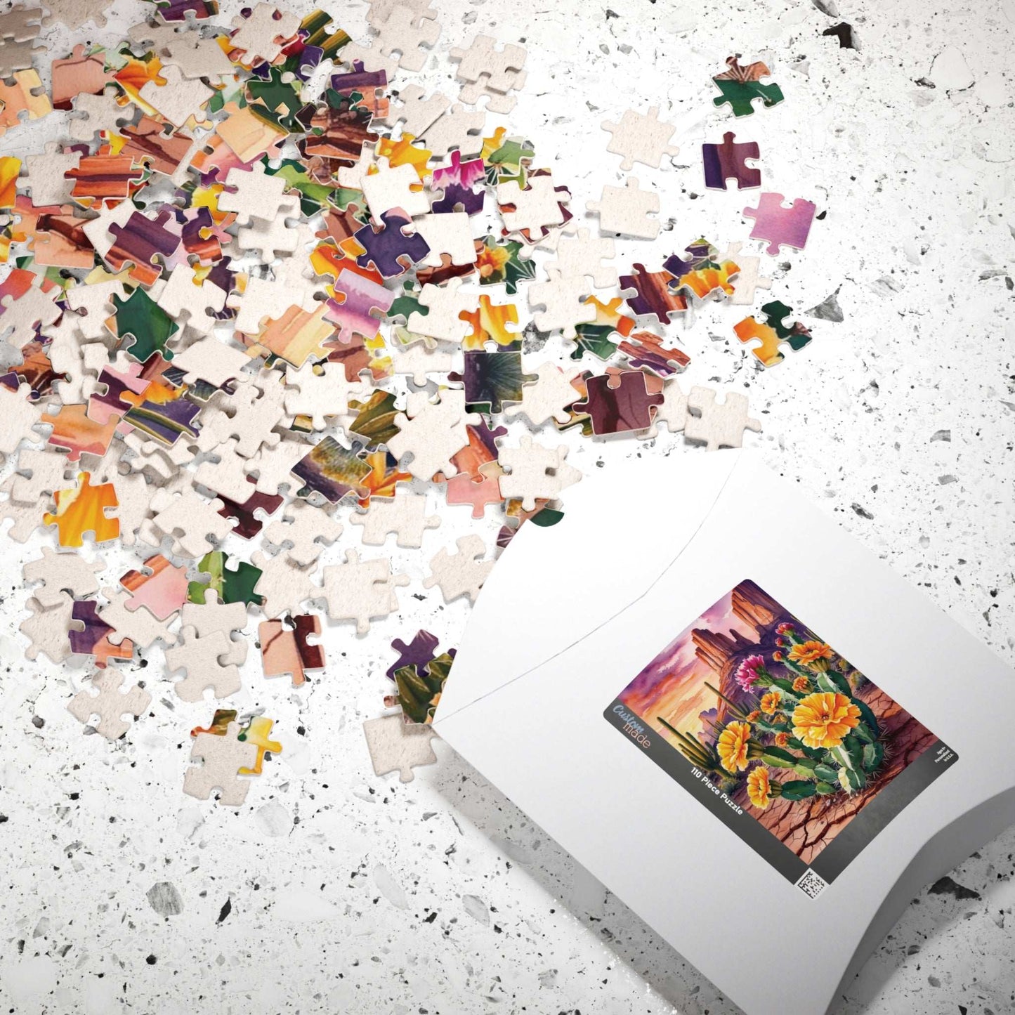 Desert Wildflower Puzzle, Marigolds and Cactus Blooms Landscape Jigsaw Game Puzzle The Puzzle Chest