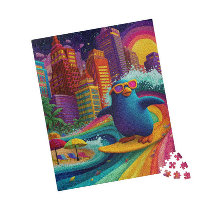 Penguin Surfer Jigsaw Puzzle – Animal Theme Game for All Ages, Family Activity, Gift for Kids, Adults, Game Night 520 pcs (Vertical) Puzzle The Puzzle Chest