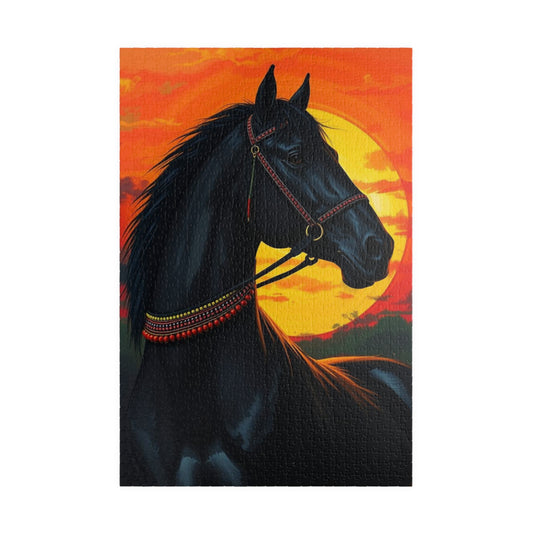 Majestic Horse Sunset Jigsaw Puzzle, Perfect Equestrian Gift for Friend Animal Lover, Family Fun Home Entertainment, Mindfulness Activity 1014 pcs (Vertical) Puzzle The Puzzle Chest