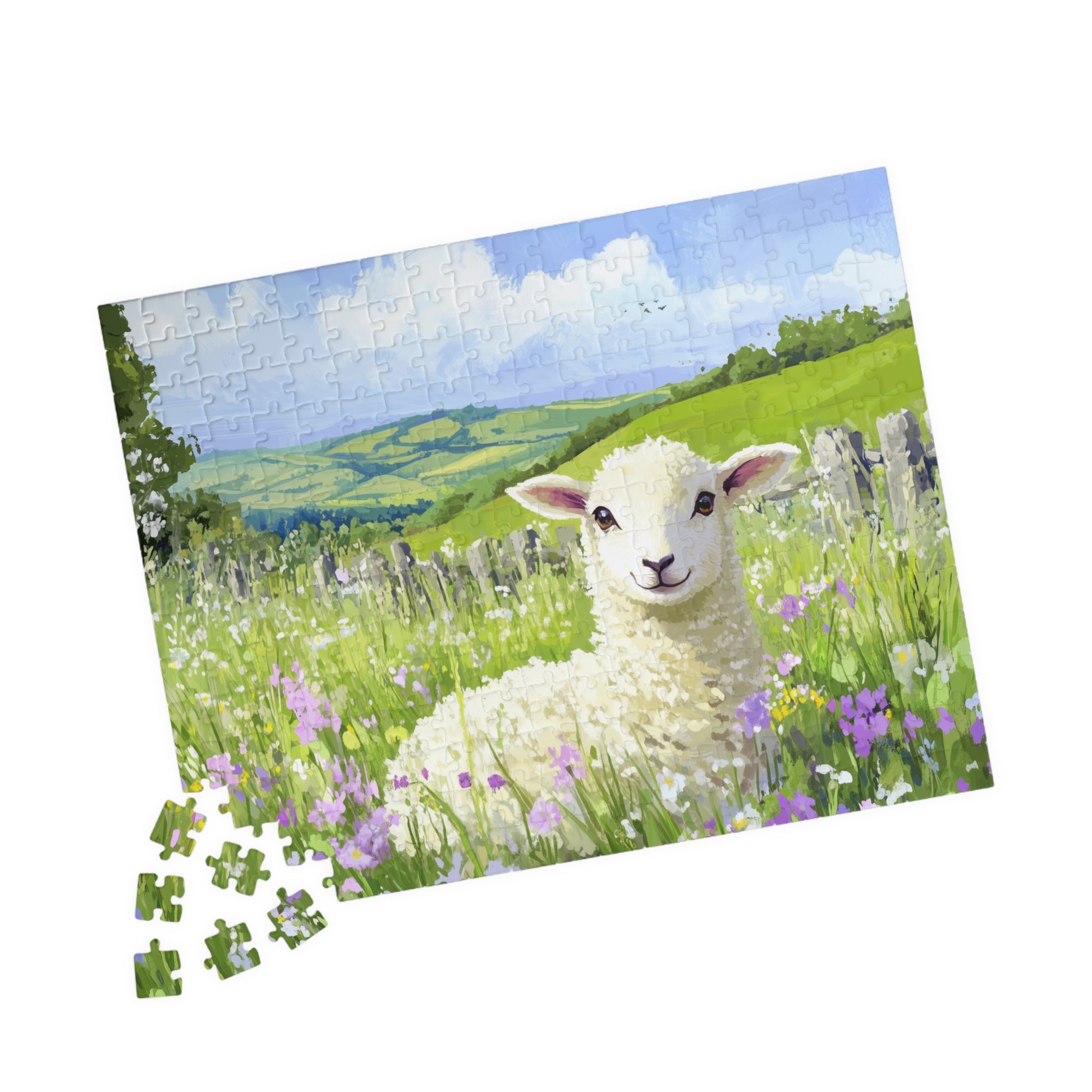 Spring Lamb Puzzle | Scenic Countryside Sheep Jigsaw 110-1014 Piece 252 pcs (Horizontal) Puzzle The Puzzle Chest