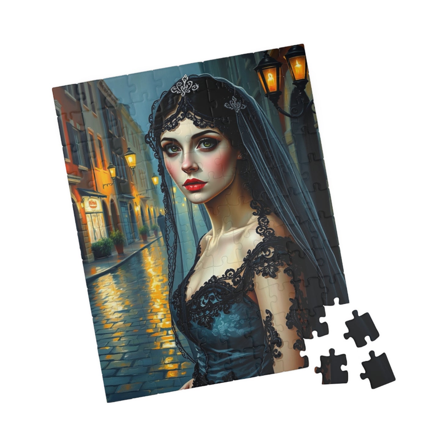 Gothic Bride Portrait Puzzle - Unique Artwork 110, 252, 520, 1014-Piece, Perfect Gift for Puzzle Lovers Dark Art Enthusiasts, Cosplay Puzzle The Puzzle Chest
