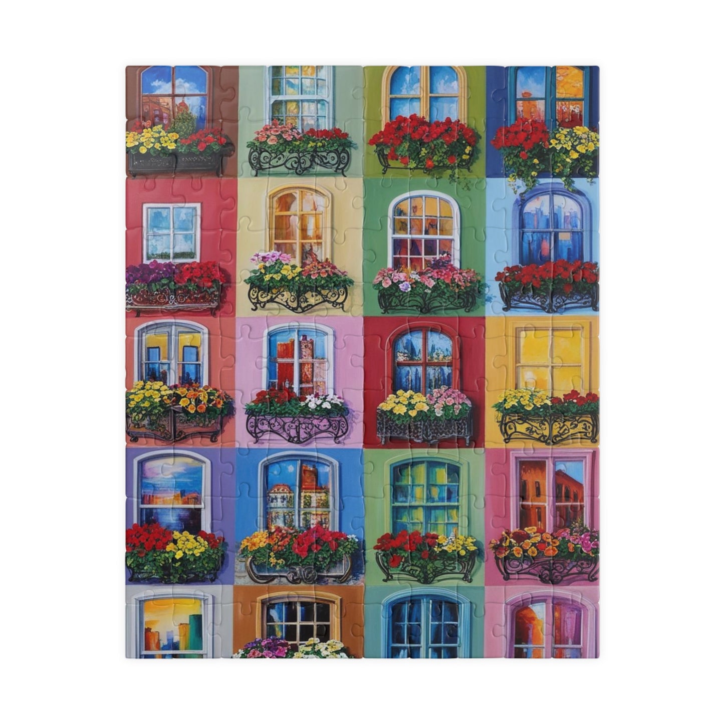 Floral Window Collage Puzzle, Colorful Jigsaw Adult Game for Home, Family or Solo Fun, Unique Puzzle Lover Gift, 110-1014 Piece 110 pcs (Vertical) Puzzle The Puzzle Chest