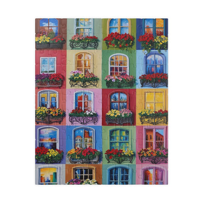 Floral Window Collage Puzzle, Colorful Jigsaw Adult Game for Home, Family or Solo Fun, Unique Puzzle Lover Gift, 110-1014 Piece 110 pcs (Vertical) Puzzle The Puzzle Chest