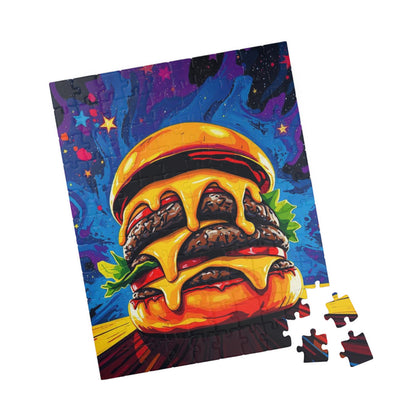 Cheesy Burger Puzzle | Fun Pop Art Jigsaw Game for Foodies, Colorful Unique Gift for Friends, Family Game Night Brain Teaser, Burger Lovers Puzzle The Puzzle Chest