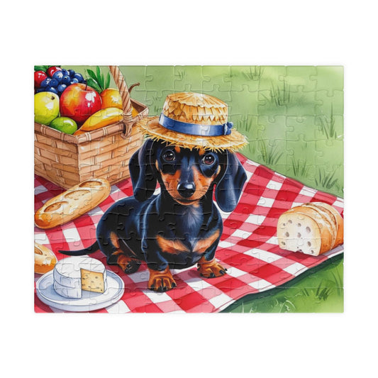 Dachshund Picnic Jigsaw Puzzle, Fun Animal Lovers Gift, Family Game Night Activity, Dog-Themed Home Decor, Dog Birthday Gift, 110-1014-piece