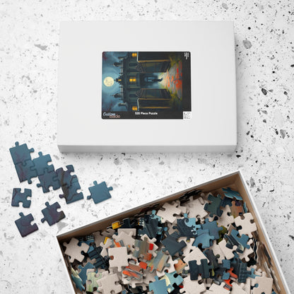 Gothic Mansion Puzzle, Decaying House Under Full Moon Jigsaw Game, Brain Teaser Relaxing Activity Family Fun, Halloween Home Decor, Giftable Puzzle The Puzzle Chest