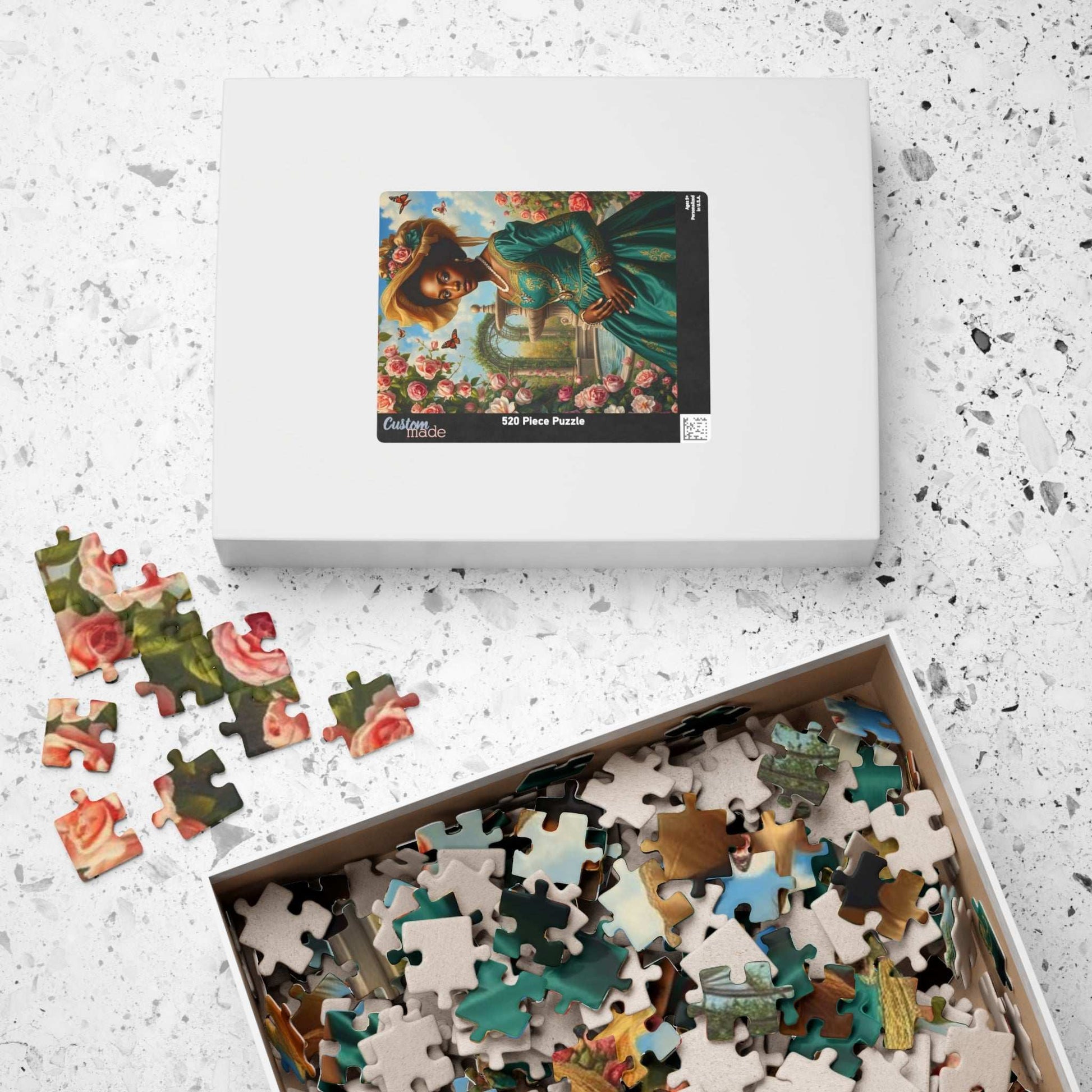 Floral Victorian Black Woman Jigsaw Puzzle, African American Lady Art, Afrocentric Artwork Puzzle The Puzzle Chest