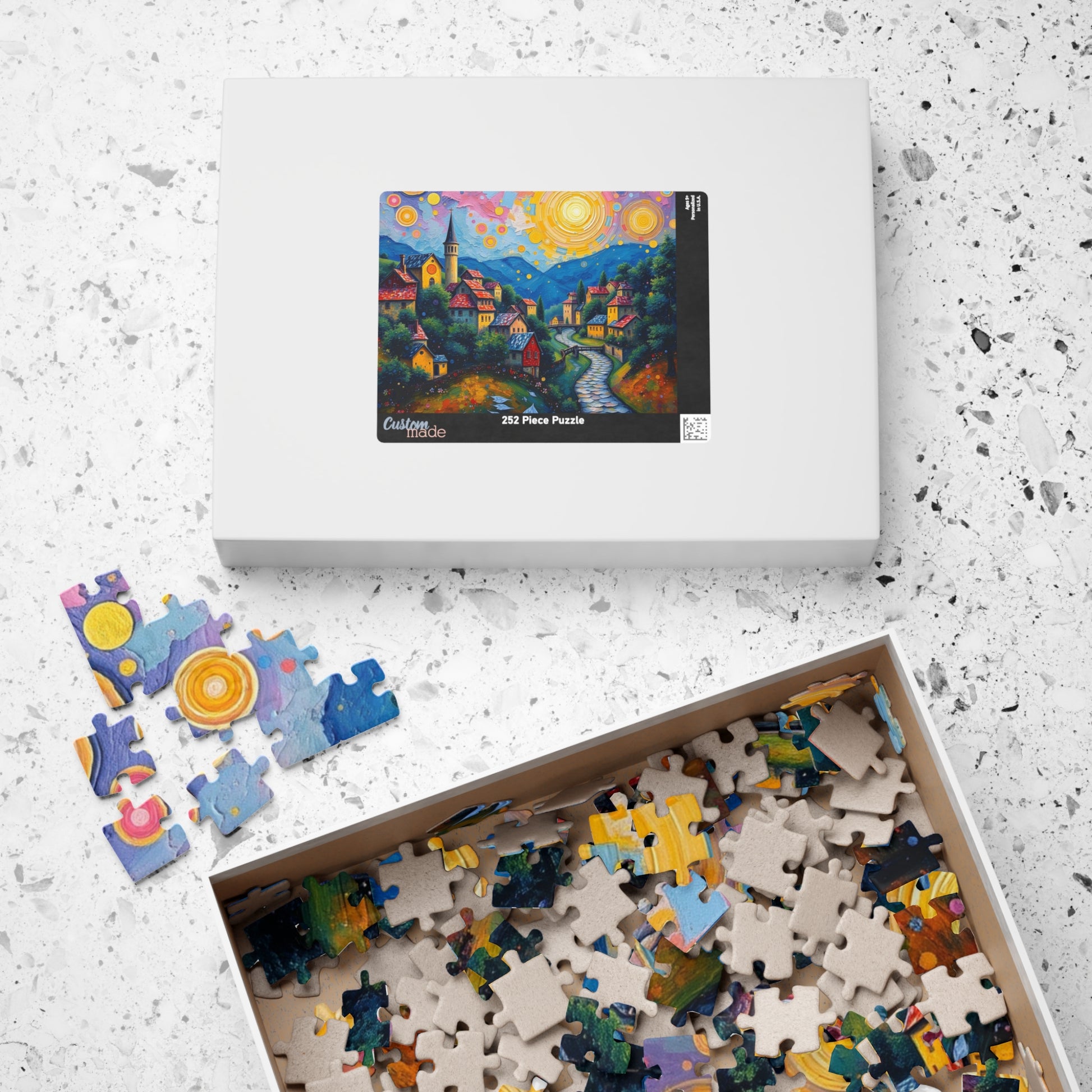 Colorful Village Art Jigsaw Puzzle for Adults, Stress Relief Gift for Friends, Family Game Night, Unique Brain Teaser, Relaxation Activity The Puzzle Chest