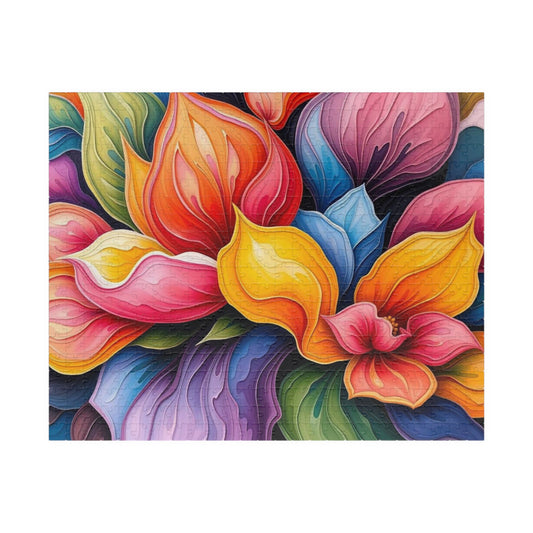 Floral Art Puzzle: Vibrant 110, 252, 520, 1014-piece Abstract Jigsaw Game, Home Decor, Gift Idea for Adults, Family Fun Activity 520 pcs (Horizontal) Puzzle The Puzzle Chest