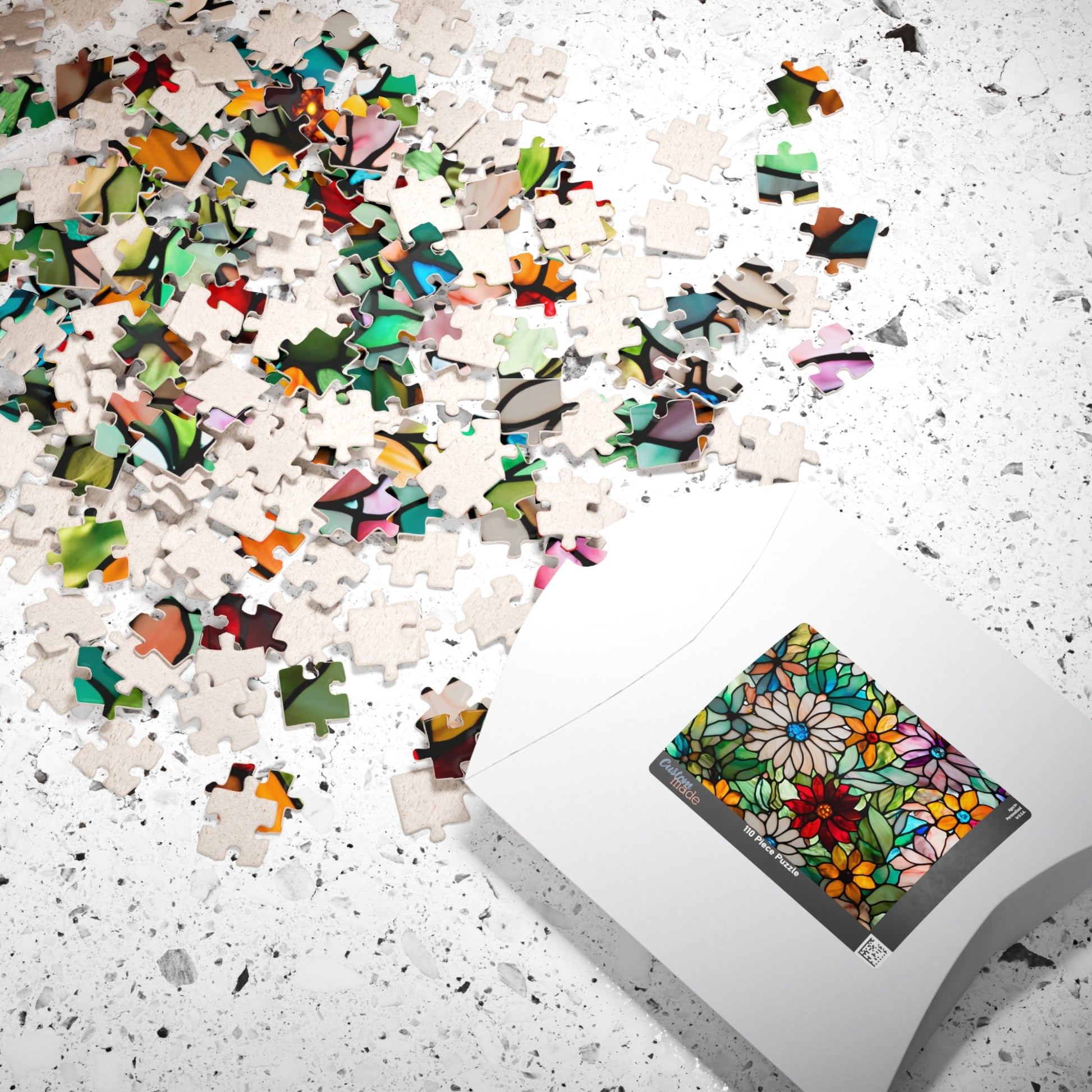 Floral Stained Glass Puzzle, Colorful Art Jigsaw Game for Adults, Puzzle Lover Gift for Friend, Family Game Night, Mindful Activity Puzzle The Puzzle Chest