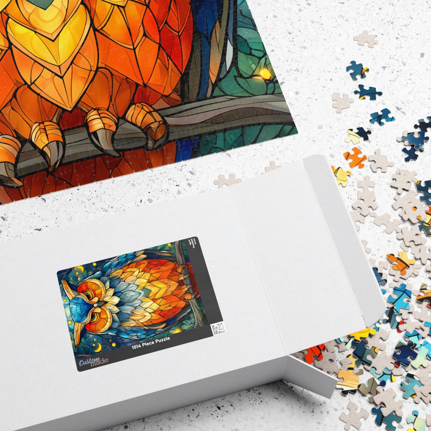 Stained Glass Style Owl Puzzle | 110/252/520/1014 Piece Colorful Owl Jigsaw Puzzle The Puzzle Chest