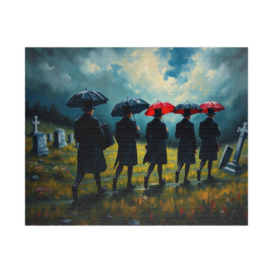 Gothic Procession Jigsaw Puzzle, Gothic Puzzle, Dark Art Puzzle, Stormy Cemetery Landscape Puzzle, 1000-Piece Puzzle Gift for Puzzle Lovers 520 pcs (Horizontal) Puzzle The Puzzle Chest