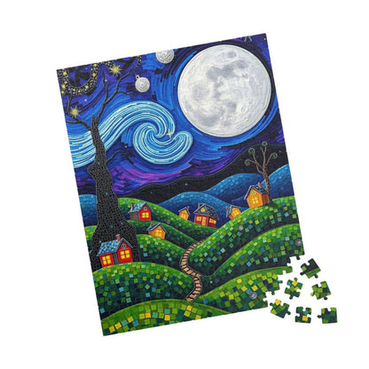 Mosaic Moonlit Village Jigsaw Puzzle Puzzle The Puzzle Chest