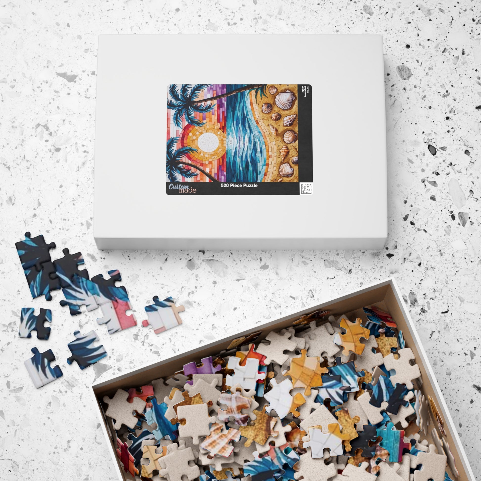 Tropical Beach Mosaic Jigsaw Puzzle, Relaxing Beach Scene, Vacation Family Game, Mindfulness Activity, Family Fun, Beach Lover Gifted Puzzle Puzzle The Puzzle Chest