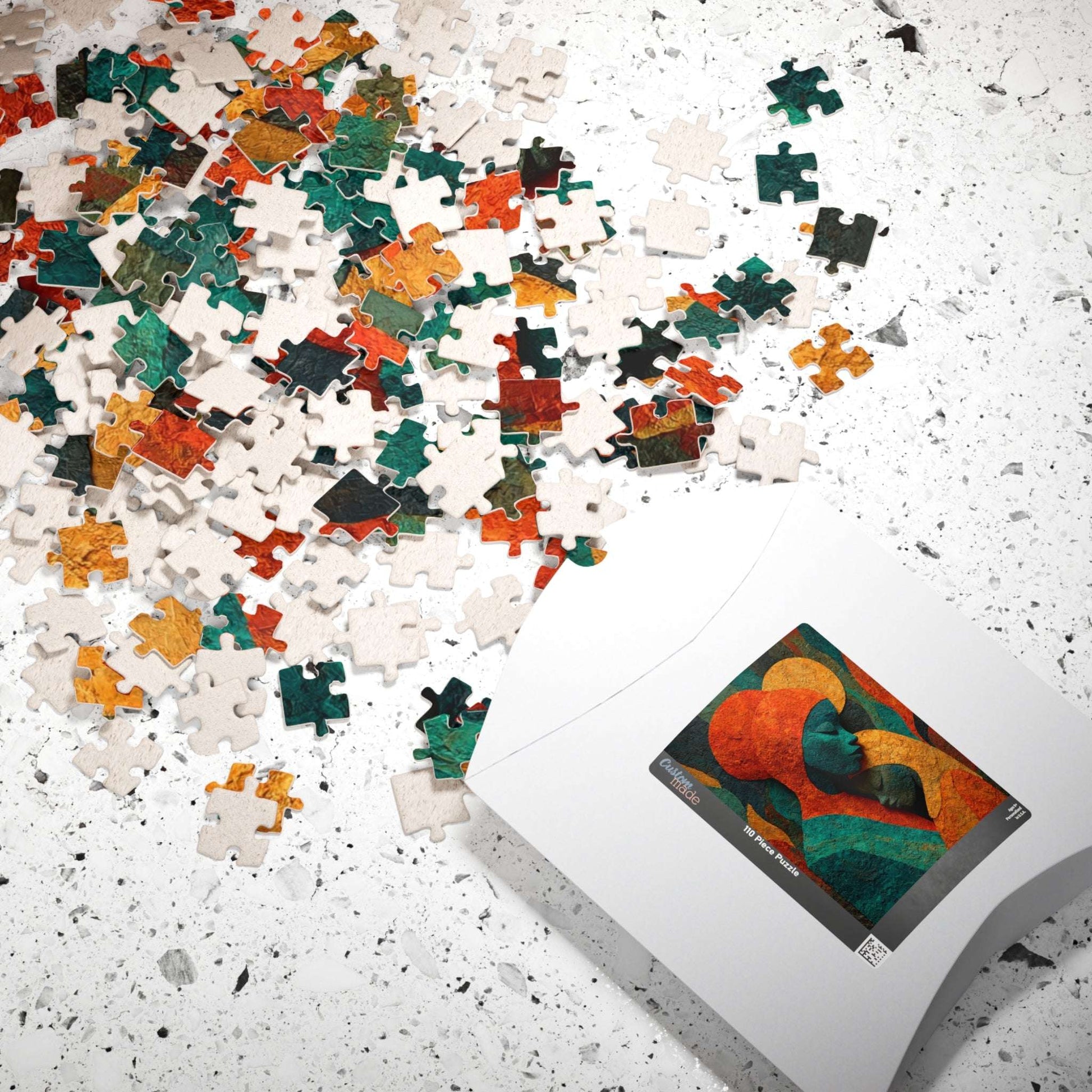 Black Art Jigsaw Puzzle - Afrocentric Mother and Child Sculpture-Inspired Embrace for Thoughtful Holiday or Birthday Gift Puzzle The Puzzle Chest