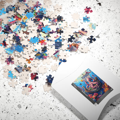 Sunken Pirate Ship Puzzle, Mysterious Underwater Nautical Scene with Octopus Jigsaw Game, Fun Family Activity, Puzzle Fanatic Gift Puzzle The Puzzle Chest