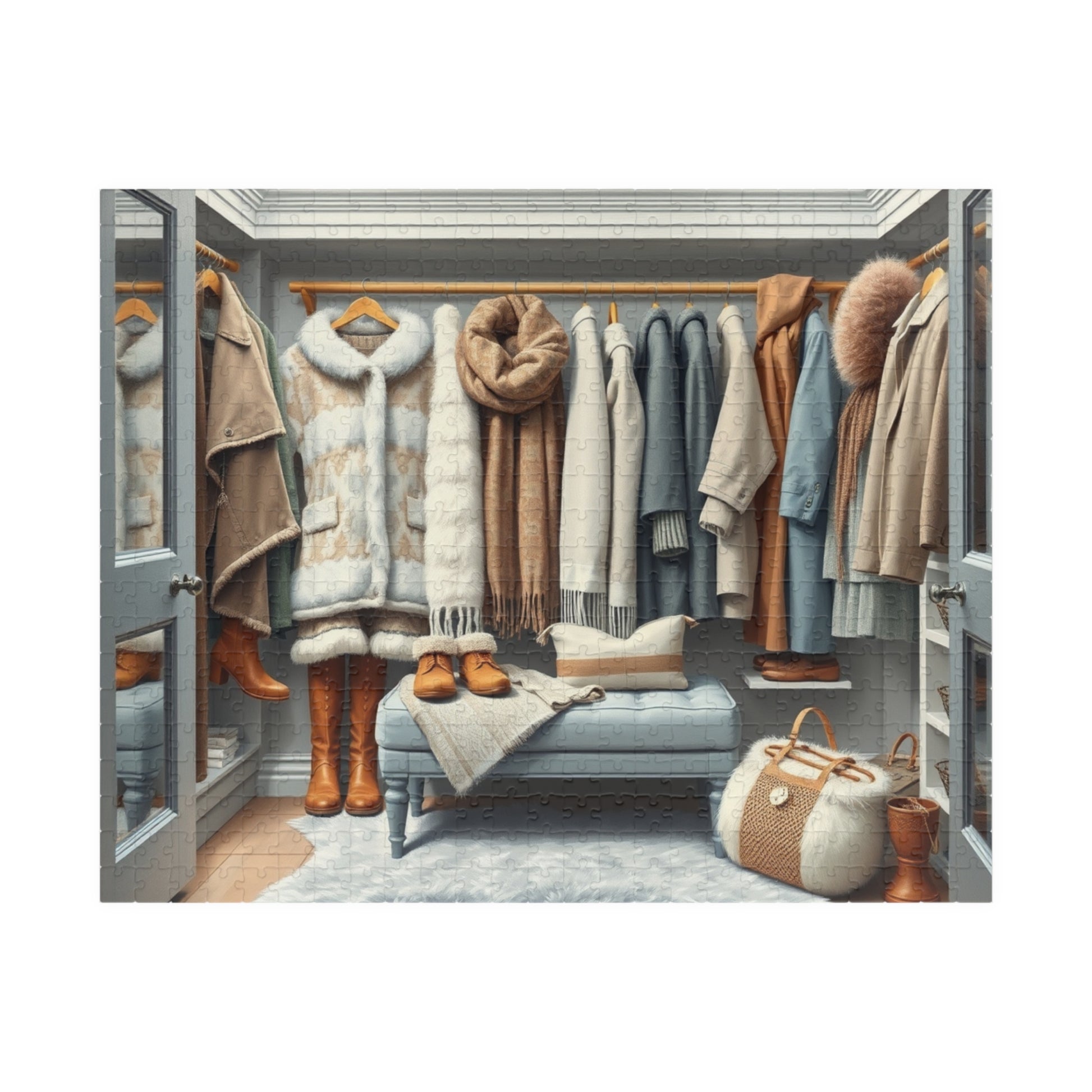 Winter Wardrobe Closet Jigsaw Puzzle, Cozy Fashion-Themed Game for Adults and Teens, Relaxing Activity, Home Decor, Family Fun, Holiday Gift 520 pcs (Horizontal) Puzzle The Puzzle Chest