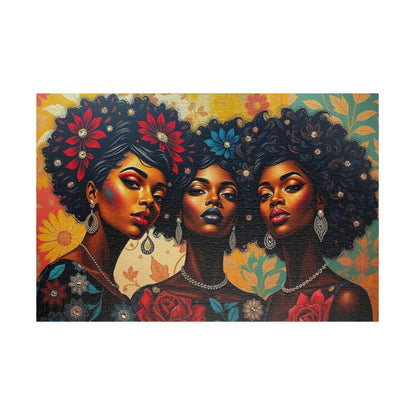 Afrocentric Jigsaw Puzzle, Black Woman Artwork, Cultural Design for Family Fun, Home Entertainment Gift for Puzzle Lover, Mindful Activity