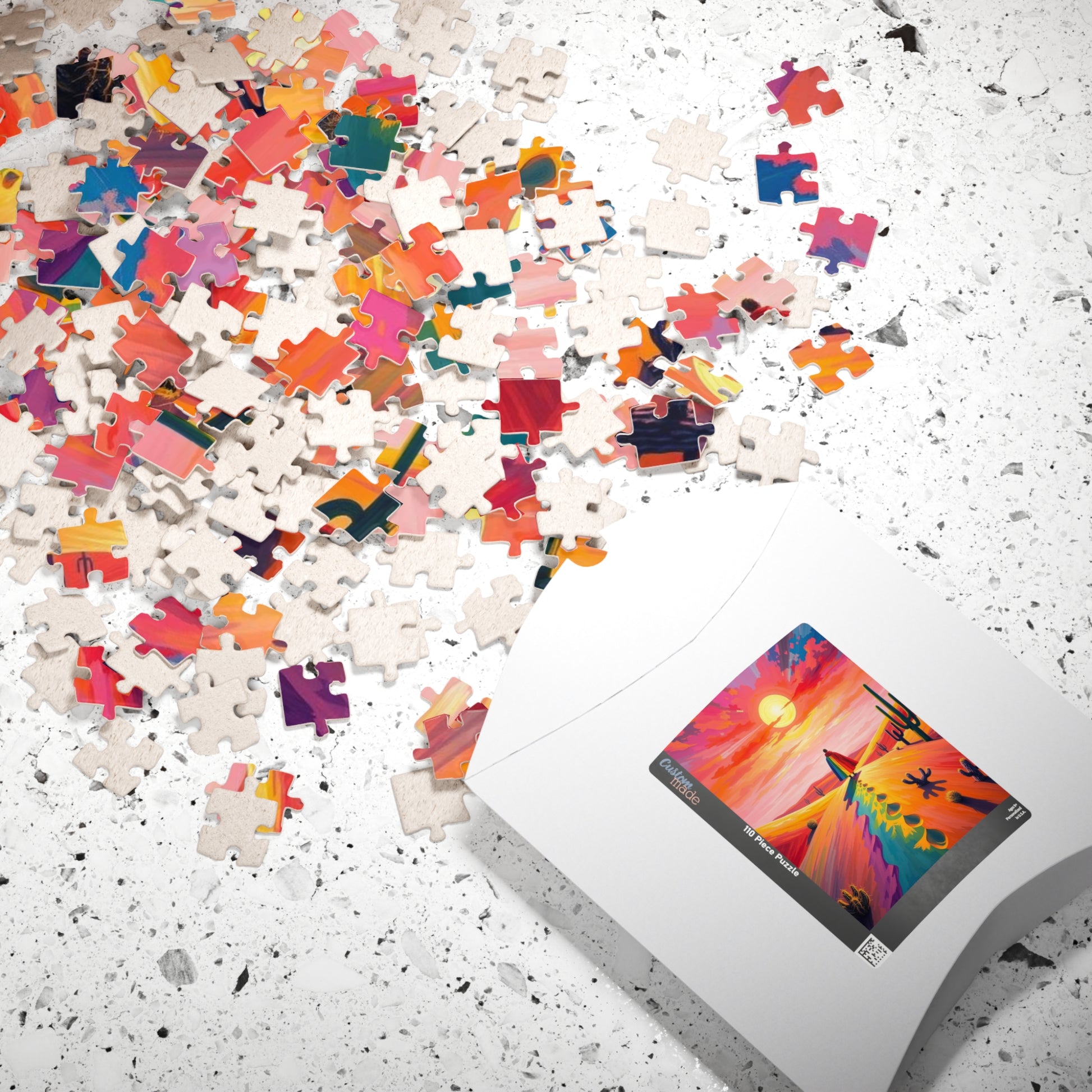 Solitude in Spectrum Jigsaw Puzzle - Surreal Desert Sunset, Colorful LGBTQ Art, Unique Pride Gift for Puzzle Lovers, Home Entertainment Puzzle The Puzzle Chest