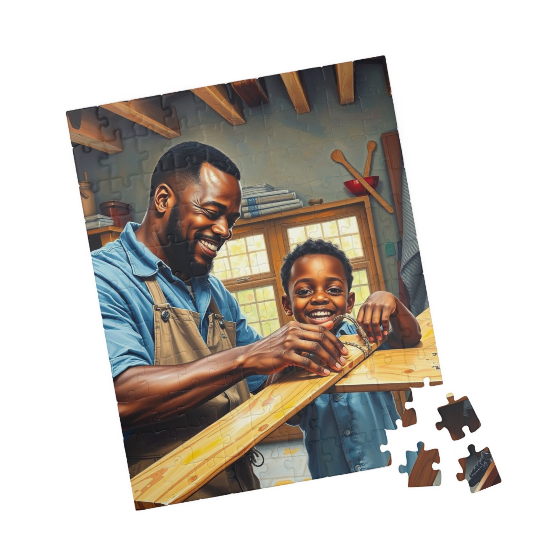 Family Bonding Jigsaw Puzzle, Black Father and Son Scene, Fun Family Activity, African American Afrocentric Cultural, Gift Puzzle The Puzzle Chest