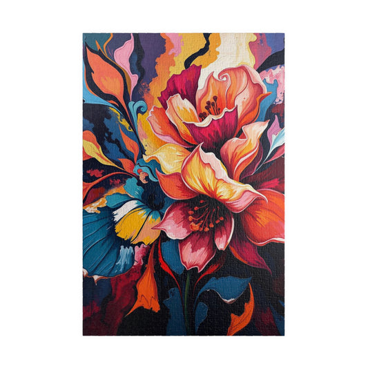 Abstract Floral Art Puzzle, Colorful Flower Jigsaw, Home Entertainment Mindful Activity, Gift for Family, Art Lover, Game Nights 1014 pcs (Vertical) Puzzle The Puzzle Chest